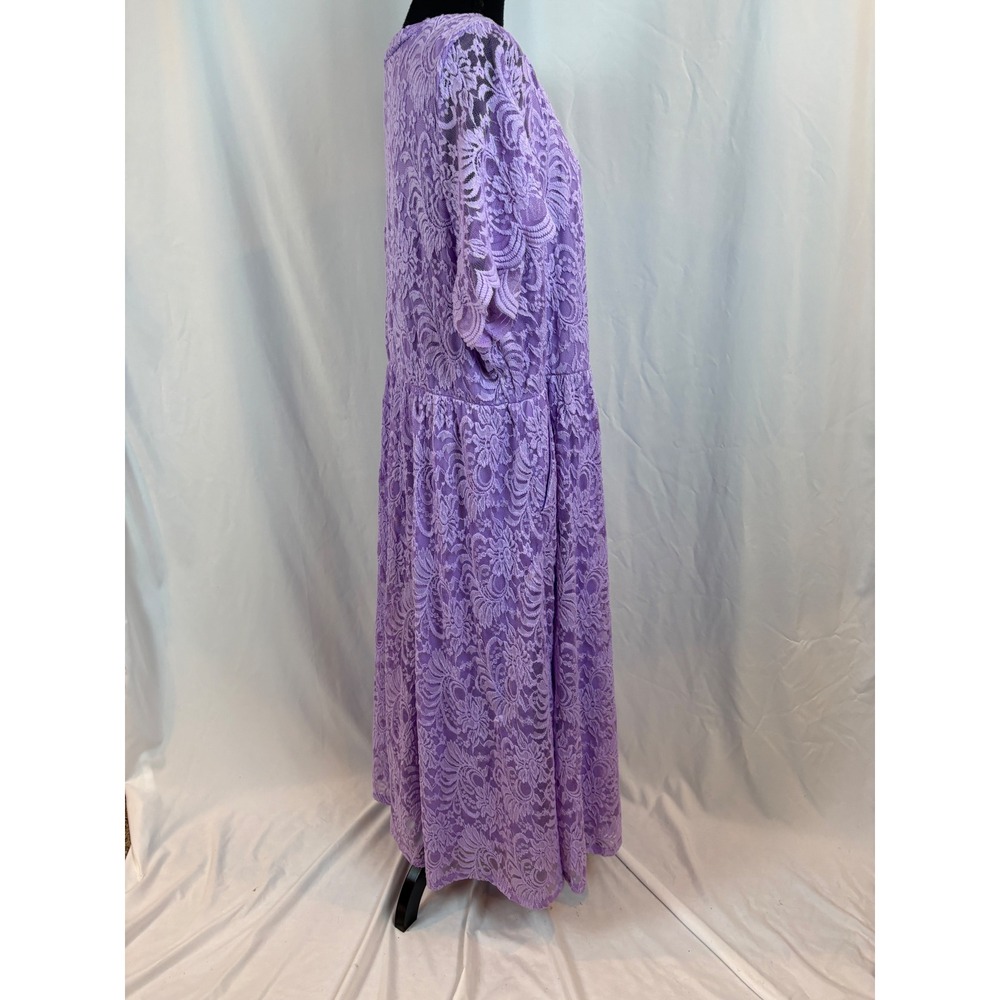 Torrid Lavender Purple Floral Lace Short Sleeve Empire Waist Maxi Dress Size 4 - Picture 13 of 13